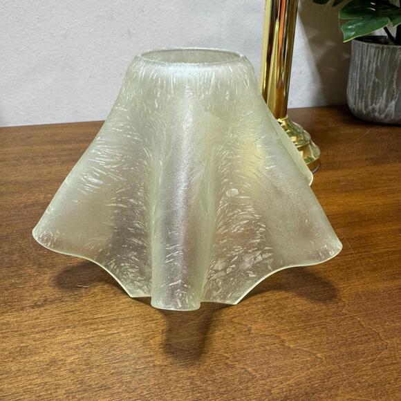 Fairy Light Partylite Frosted Corroso Art Glass Tealight Lamp Brass 10" Vintage - Picture 4 of 7